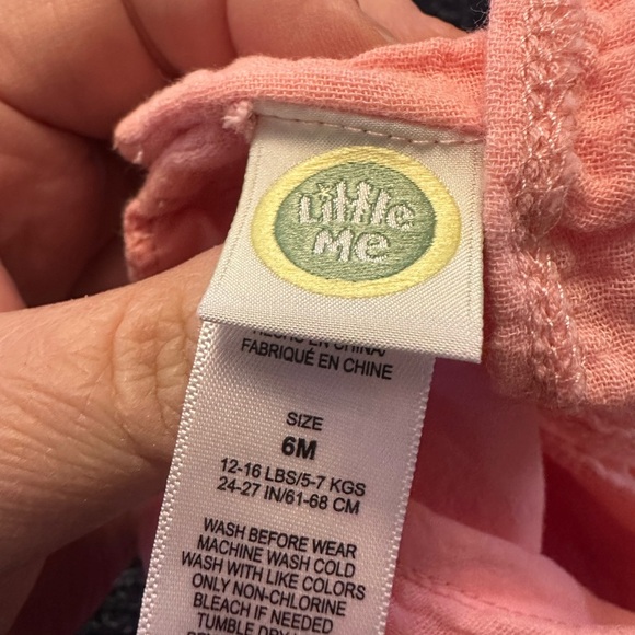 Little Me Pink Floral Baby Romper 6M Muslin Bubble Outfit - Picture 2 of 2